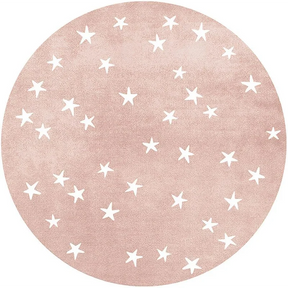 Tapete Infantil Redondo Estrela Rosa Lenogue