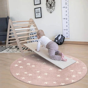 Tapete Infantil Redondo Estrela Rosa Lenogue
